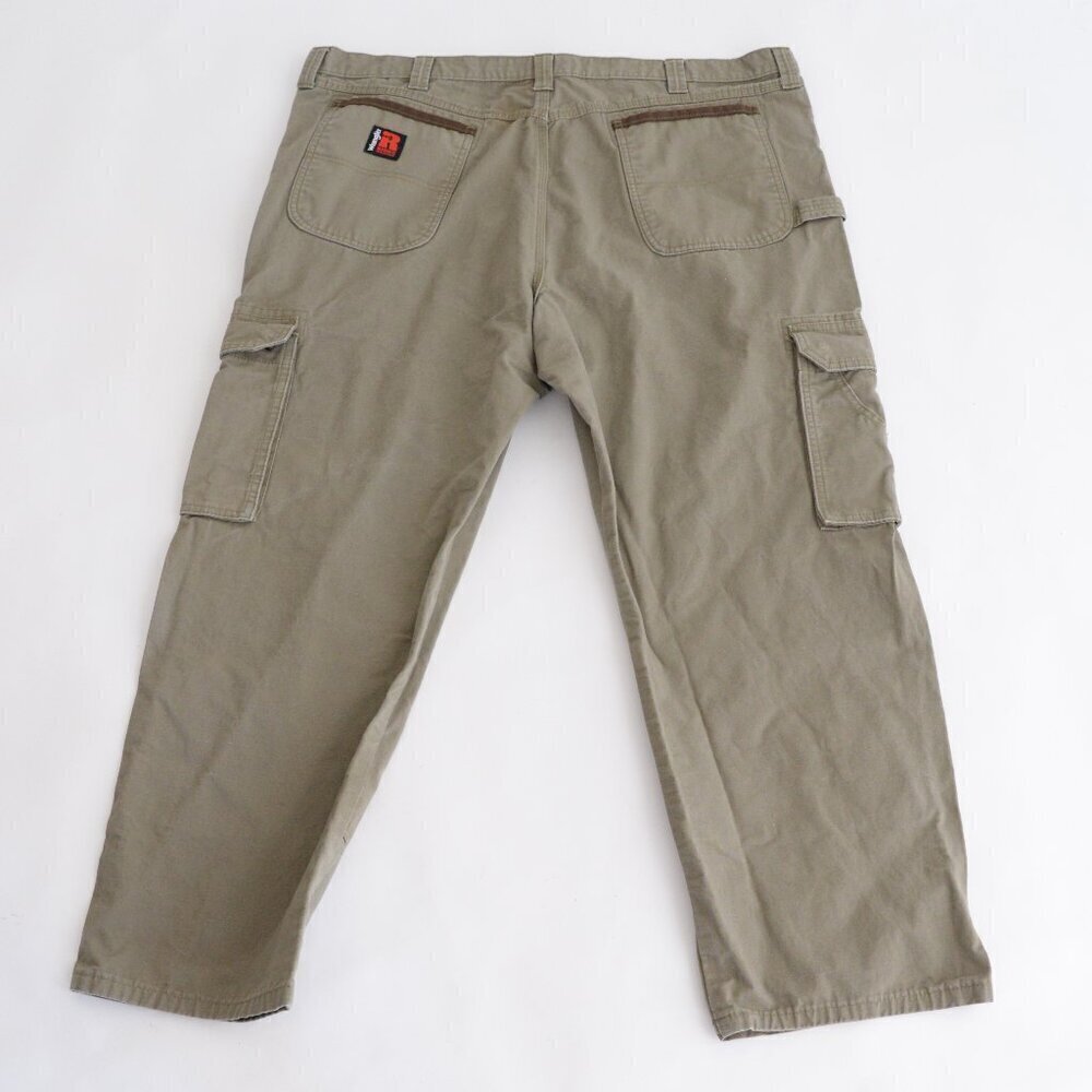 Wrangler Riggs Workwear Green Heavyweight Cotton Carpenter Dungarees Pants 46x30